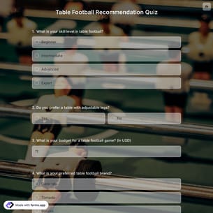 Table Football Recommendation Quiz