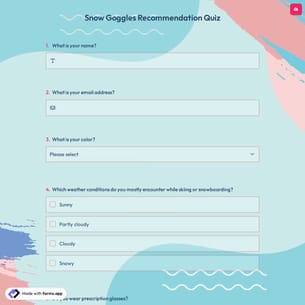 Snow Goggles Recommendation Quiz