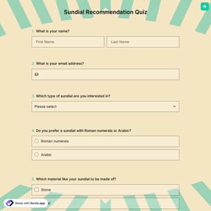 Sundial Recommendation Quiz