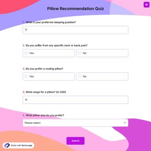 Pillow Recommendation Quiz