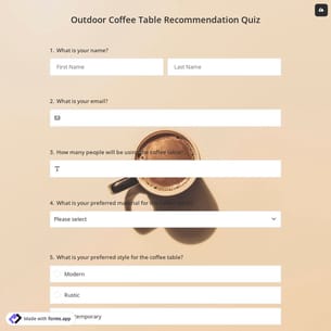 Outdoor Coffee Table Recommendation Quiz