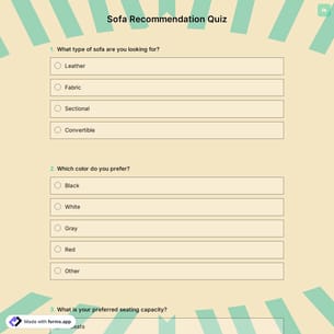 Sofa Recommendation Quiz