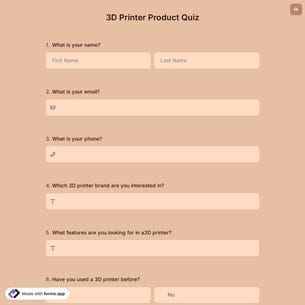 3D Printer Product Quiz