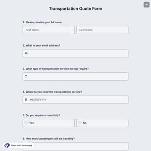 Transportation Quote Form