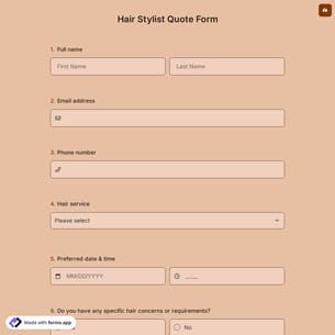 Hair Stylist Quote Form