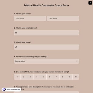 Mental Health Counselor Quote Form