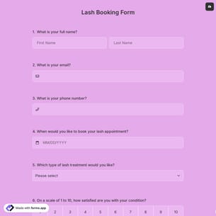 Lash Booking Form