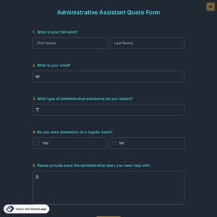 Administrative Assistant Quote Form