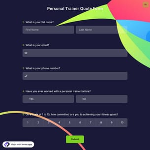 Personal Trainer Quote Form