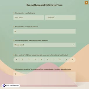 Dramatherapist Estimate Form