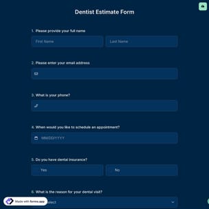 Dentist Estimate Form
