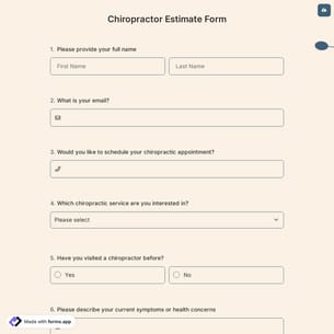 Chiropractor Estimate Form