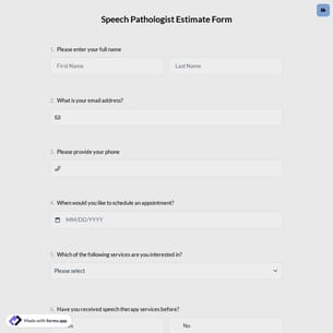 Speech Pathologist Estimate Form