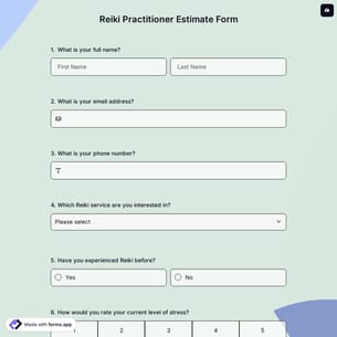 Reiki Practitioner Estimate Form