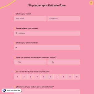 Physiotherapist Estimate Form