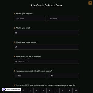 Life Coach Estimate Form
