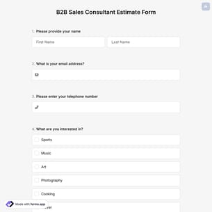 B2B Sales Consultant Estimate Form