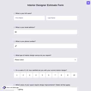 Interior Designer Estimate Form