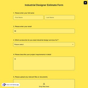 Industrial Designer Estimate Form