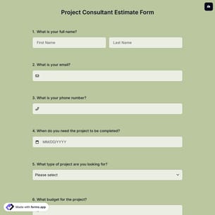 Project Consultant Estimate Form