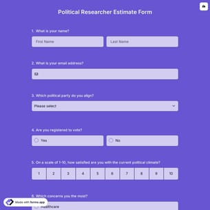 Political Researcher Estimate Form