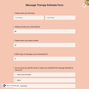 Massage Therapy Estimate Form