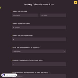 Delivery Driver Estimate Form