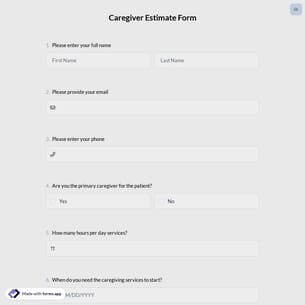Caregiver Estimate Form
