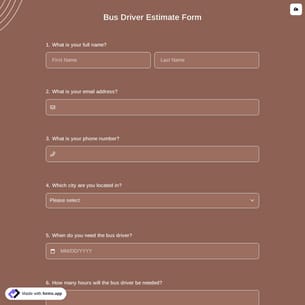 Bus Driver Estimate Form