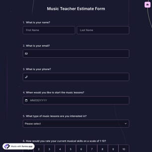Music Teacher Estimate Form