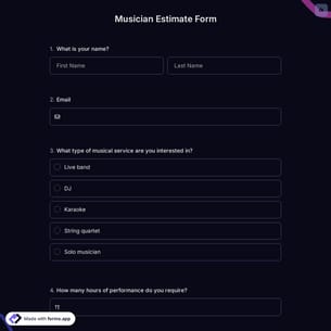 Musician Estimate Form