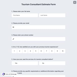 Tourism Consultant Estimate Form