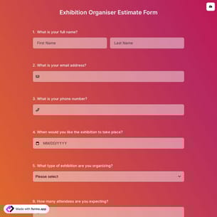 Exhibition Organiser Estimate Form