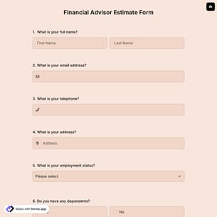 Financial Advisor Estimate Form