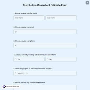 Distribution Consultant Estimate Form