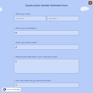 Construction Worker Estimate Form