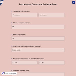Recruitment Consultant Estimate Form