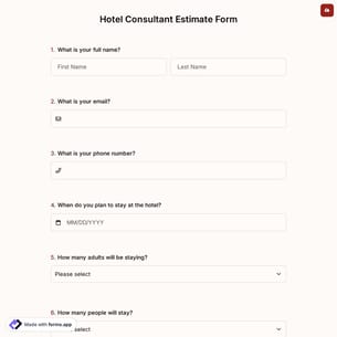 Hotel Consultant Estimate Form