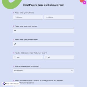 Child Psychotherapist Estimate Form