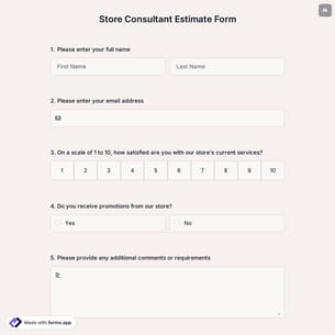 Store Consultant Estimate Form