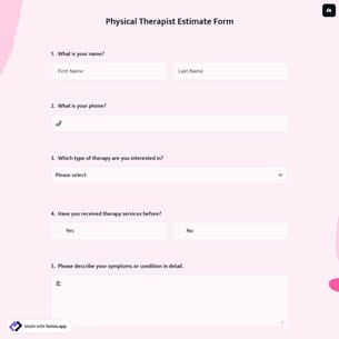 Physical Therapist Estimate Form