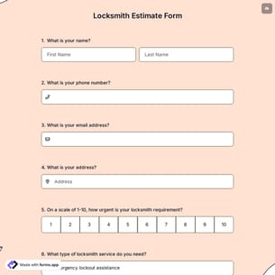 Locksmith Estimate Form