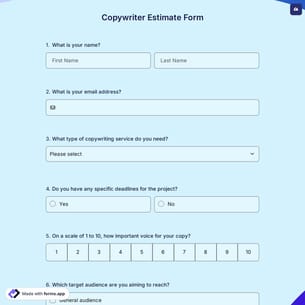 Copywriter Estimate Form
