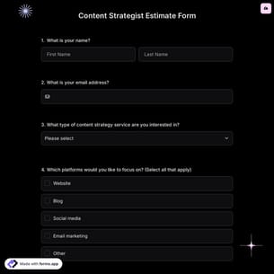 Content Strategist Estimate Form