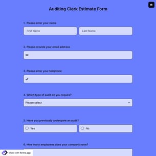 Auditing Clerk Estimate Form