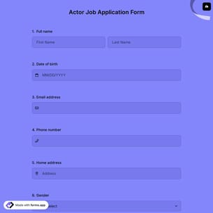 Actor Job Application Form
