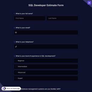 SQL Developer Estimate Form
