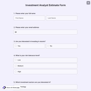 Investment Analyst Estimate Form