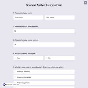 Financial Analyst Estimate Form