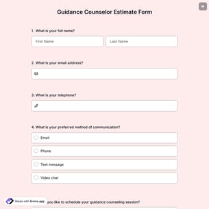Guidance Counselor Estimate Form